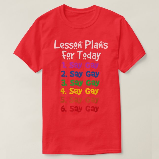 Florida Gay säger Gay Lesson PLANER FÖR I dag Lgbt T Shirt (Design framsida)