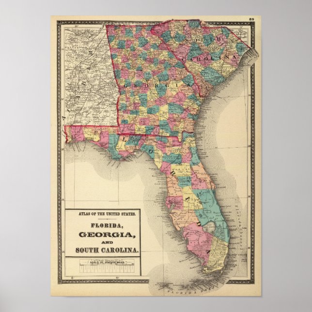 Florida, Georgia och South Carolina 2 Poster (Framsidan)