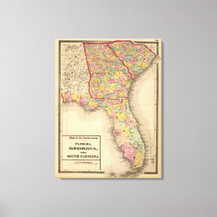 Florida, Georgia och South Carolina Canvastryck