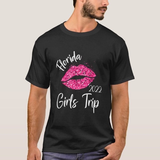 Florida Girls Resa 2022 Vacation Rosa Läppar Women T Shirt (Framsida)