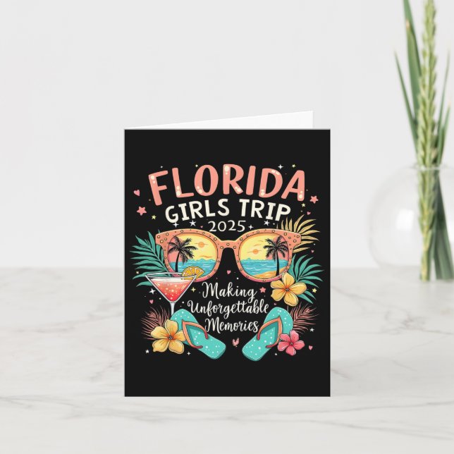Florida Girls Resa 2025 Beach Vibes Family Vacatio Kort (Framsida)