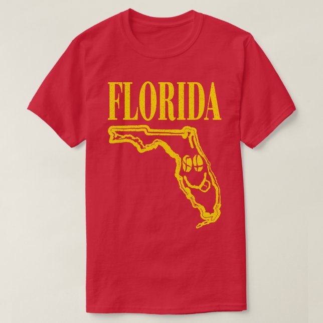 Florida Grunge Smiling Ansikte Black Background T Shirt (Design framsida)