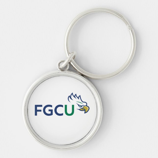Florida Gulf Coast University Eagles Rund Silverfärgad Nyckelring (Framsidan)