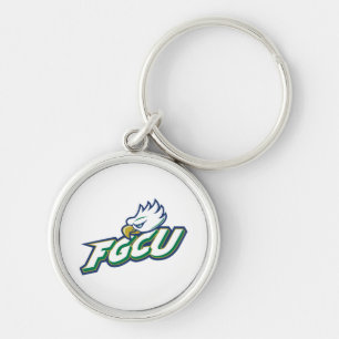 Florida Gulf Coast University FGCU Azul Eagles Rund Silverfärgad Nyckelring