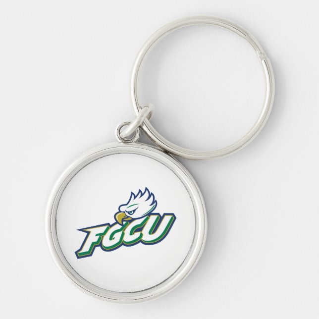 Florida Gulf Coast University | FGCU Azul Eagles Rund Silverfärgad Nyckelring (Framsidan)