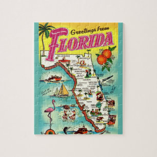 Florida Hälsning Karta 8x10 Jigszawa Puzzle Pussel