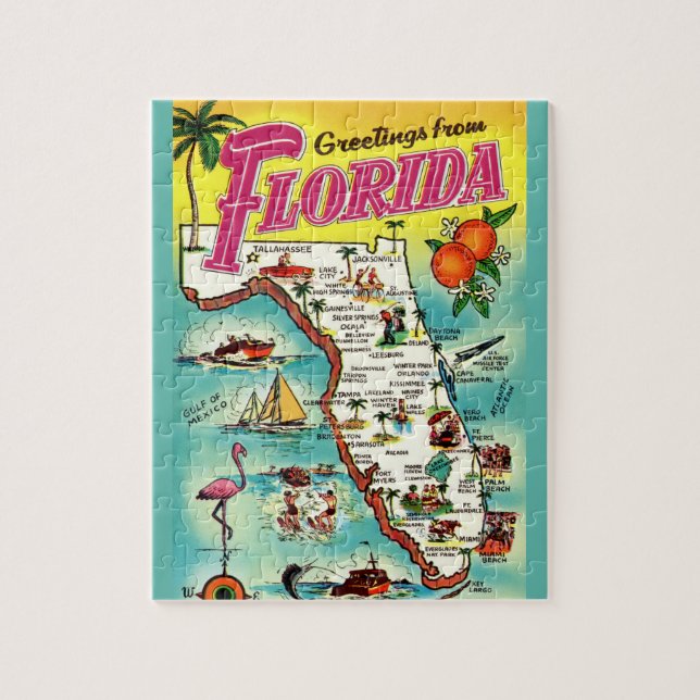 Florida Hälsning Karta 8x10 Jigszawa Puzzle Pussel (Vertikal)