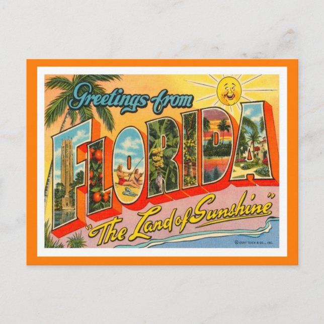 Florida Hälsningar Från USA:s Delstater Vykort (Framsida)