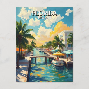 Florida Handflatan Träd Beach Vintage Vykort