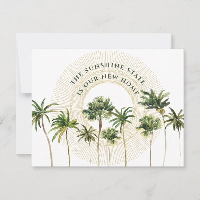 Florida Handflatan Träd Golden Sol Nya adress anno Meddelande (Framsida)