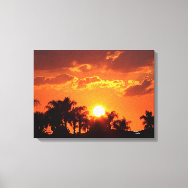 Florida handflatan träd sunset Stretched Kanvastry Canvastryck (Framsida)