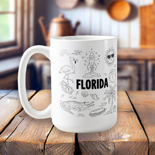 Florida Handritade Linje Konst Symboler Kaffemugg