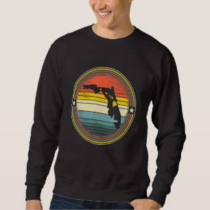 Florida Hawaii Roots Origine State Karta Retro Lång Ärmad Tröja