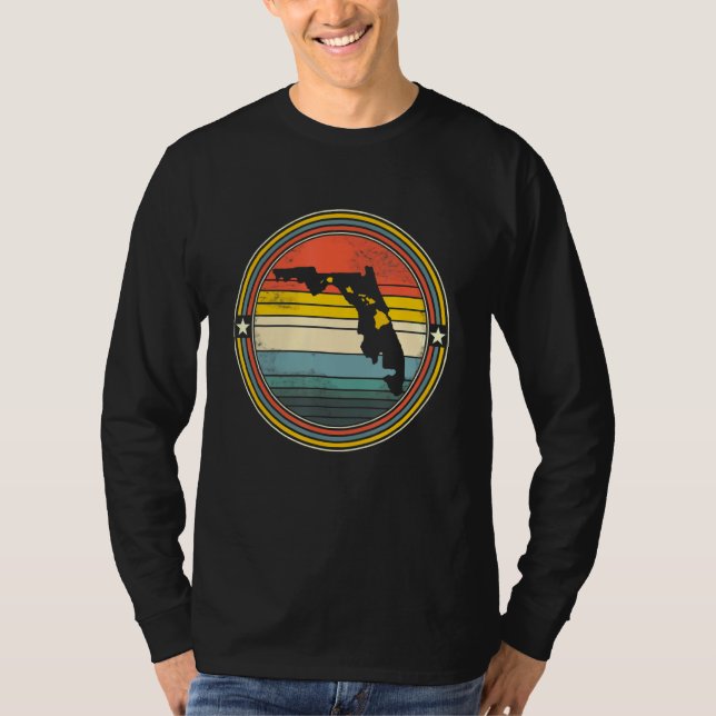Florida Hawaii Roots Origine State Karta Retro T Shirt (Framsida)