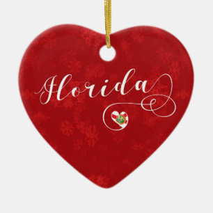 Florida Heart, Julgran Ornament, Floridian Julgransprydnad Keramik