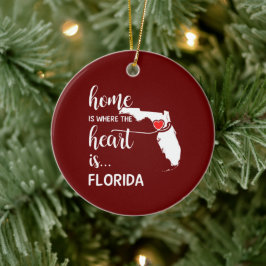 Florida hem är där hjärtat är personlig julgransprydnad keramik