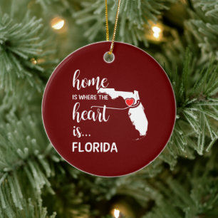 Florida hem är där hjärtat är personlig julgransprydnad keramik