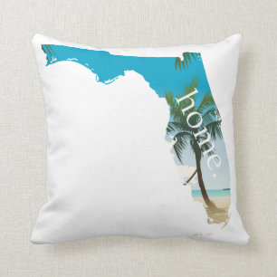 FLORIDA Hem Beach Ocean Handflatan Träd fylldes i Kudde