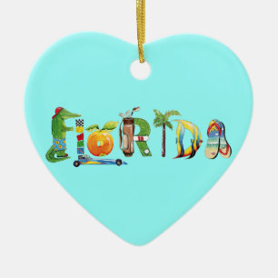 Florida hjärtaprydnad julgransprydnad keramik