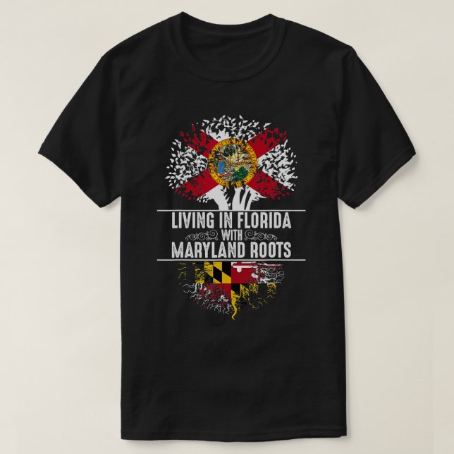 Florida Home Maryland Roots State ree Flagga Kärle T Shirt (Design framsida)