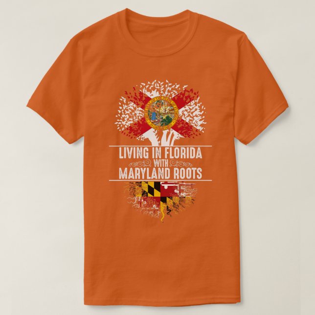 Florida Home Maryland Roots State Träd Flagga Shir T Shirt (Design framsida)