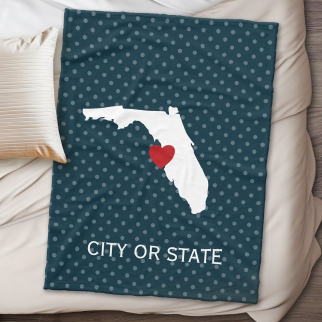 Florida Home State Karta - Personligt bröllp Namn Fleecefilt (State Personalized Fleece Blanket)