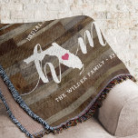 Florida Home State Personlig Wood look Filt<br><div class="desc">Visa lite stolthet över hemlandet med den här söta, rustiska träplattan som innehåller "hem" i vita kalligrafskript med en silhouette karta i delstaten Florida som står i för "O" i brev. En rosa hjärtillustration inuti det statliga karta kompletterar designen. Du kan ändra hjärtans position till din hemstad genom att öppna...</div>