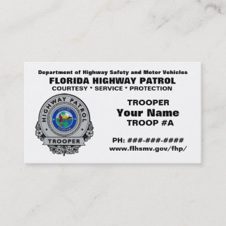 Florida huvudvägpatrull FHP Visitkort