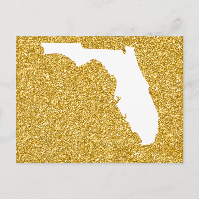 Florida i vitt och guld glitter vykort (Framsida)