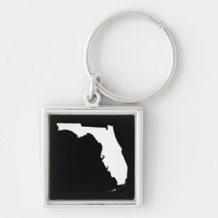 Florida i vitt och svart fyrkantig silverfärgad nyckelring