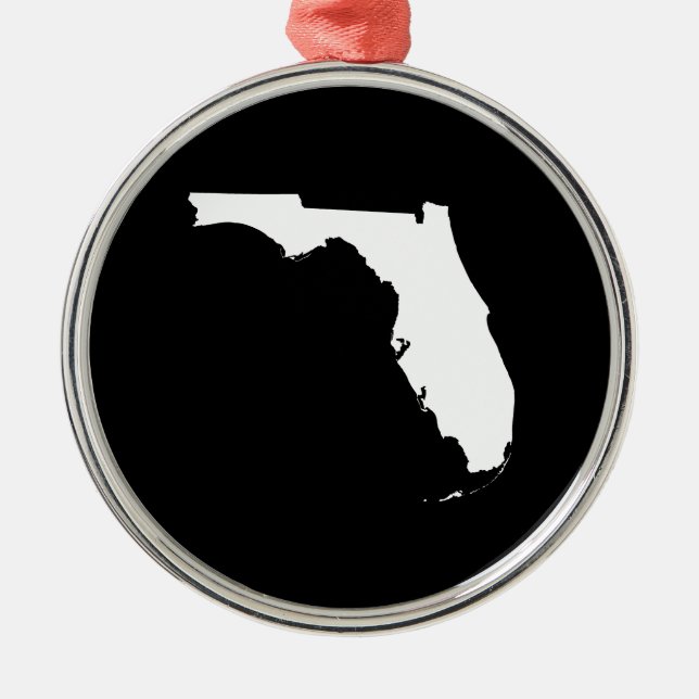 Florida i vitt och svart julgransprydnad metall (Framsidan)
