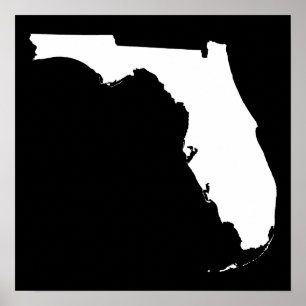 Florida i vitt och svart poster