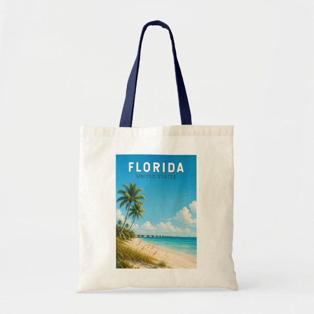 Florida Illustration Resa Konst Vintage Tygkasse (Framsidan)