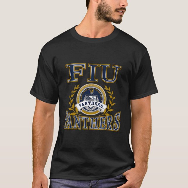 Florida Internationell Golden Panthers Laurels Bla T Shirt (Framsida)