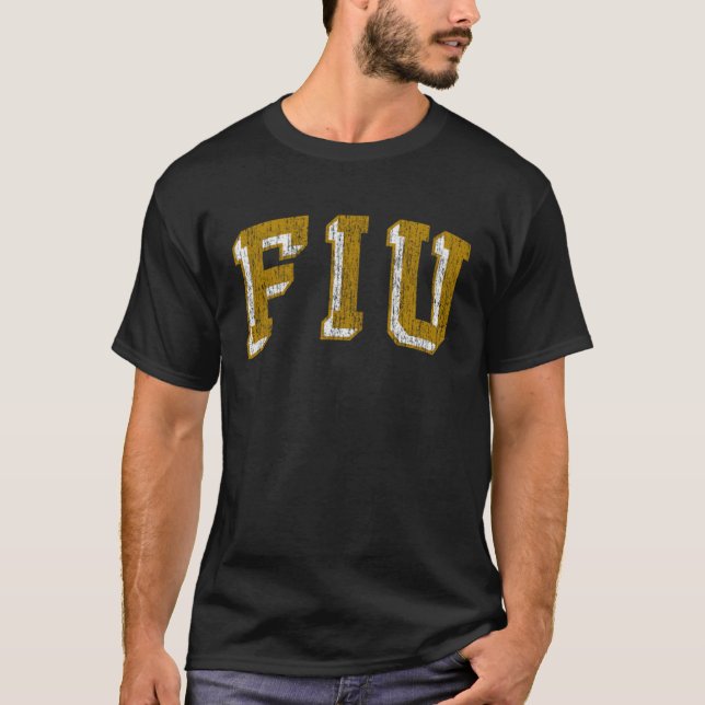 Florida Internationell Golden Panthers Retro Arch  T Shirt (Framsida)