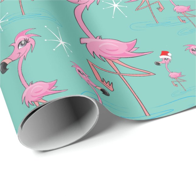 Florida jul Flamingos Wrapping Papper Presentpapper (Rullad Hörn)