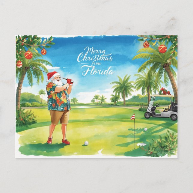 Florida jul  Santa golfar  Helg Vykort (Framsida)