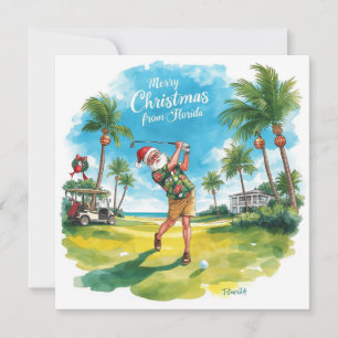 Florida jul Santa golfar Julkort