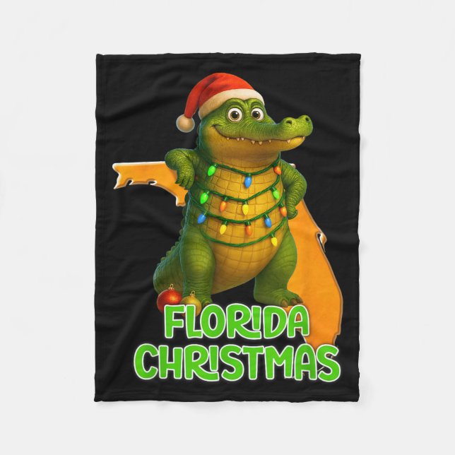 Florida julalligator som bär jultomte mössa Vaca Fleecefilt (Framsidan)