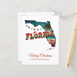Florida-julstaten Karta Illustration Holida Helg Vykort