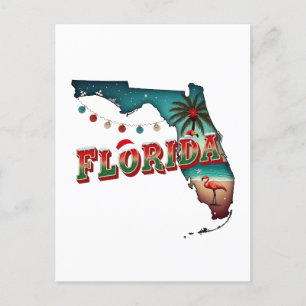 Florida-julstaten Karta Illustration Holida Helg Vykort