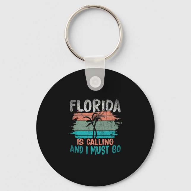 Florida kallar och jag måste åka Retro palmer Nyckelring (Framsida)