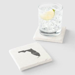 Florida Kärlek State Shaped Black Chalkboard Underlägg Sten