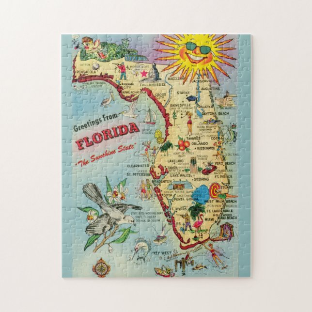Florida Karta 11x14 Pussel (Vertikal)