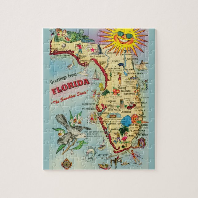 Florida Karta 8x10 Jigszawa Puzzle Pussel (Vertikal)