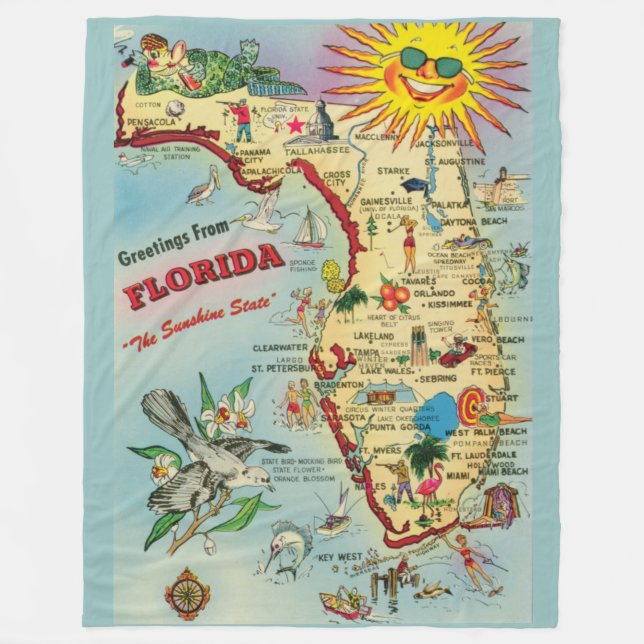 Florida Karta Fleece Blanket (Framsidan)
