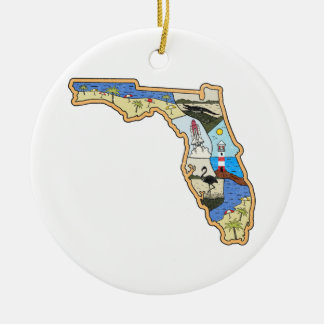 Florida Karta Jacksonville Miami Tampa Nyckel Väst Julgransprydnad Keramik