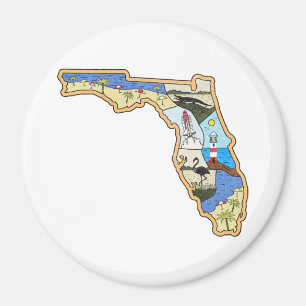 Florida Karta Jacksonville Miami Tampa Nyckel Väst Magnet