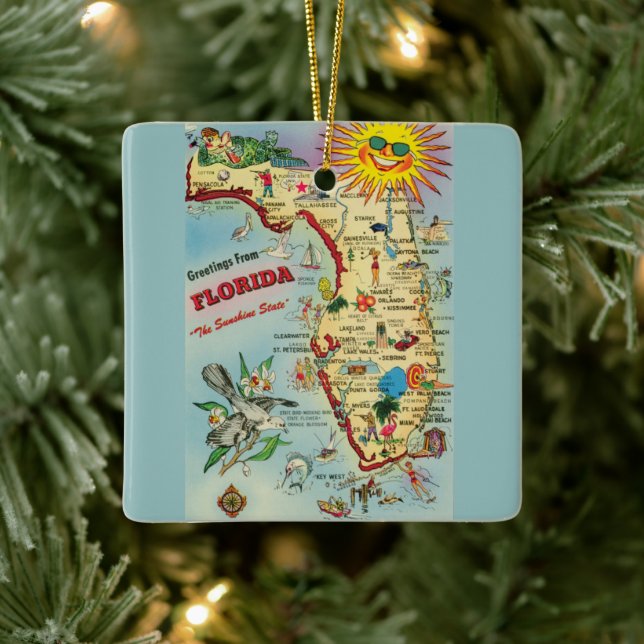 Florida karta julgransprydnad keramik (Träd)