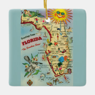 Florida Karta Julgransprydnad Keramik